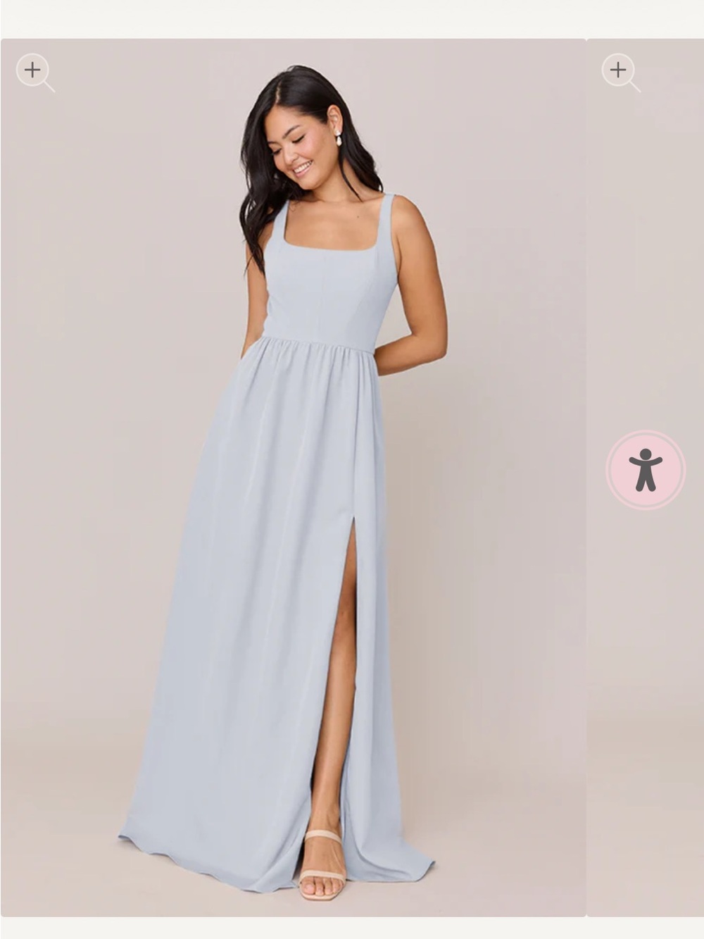 Revelry sky blue crepe bridesmaid dress